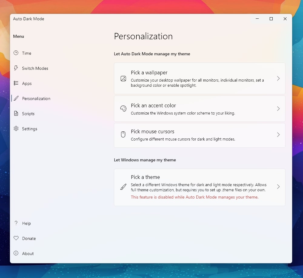 دانلود اپلیکیشن Auto Dark Mode از اپ استور ویندوز